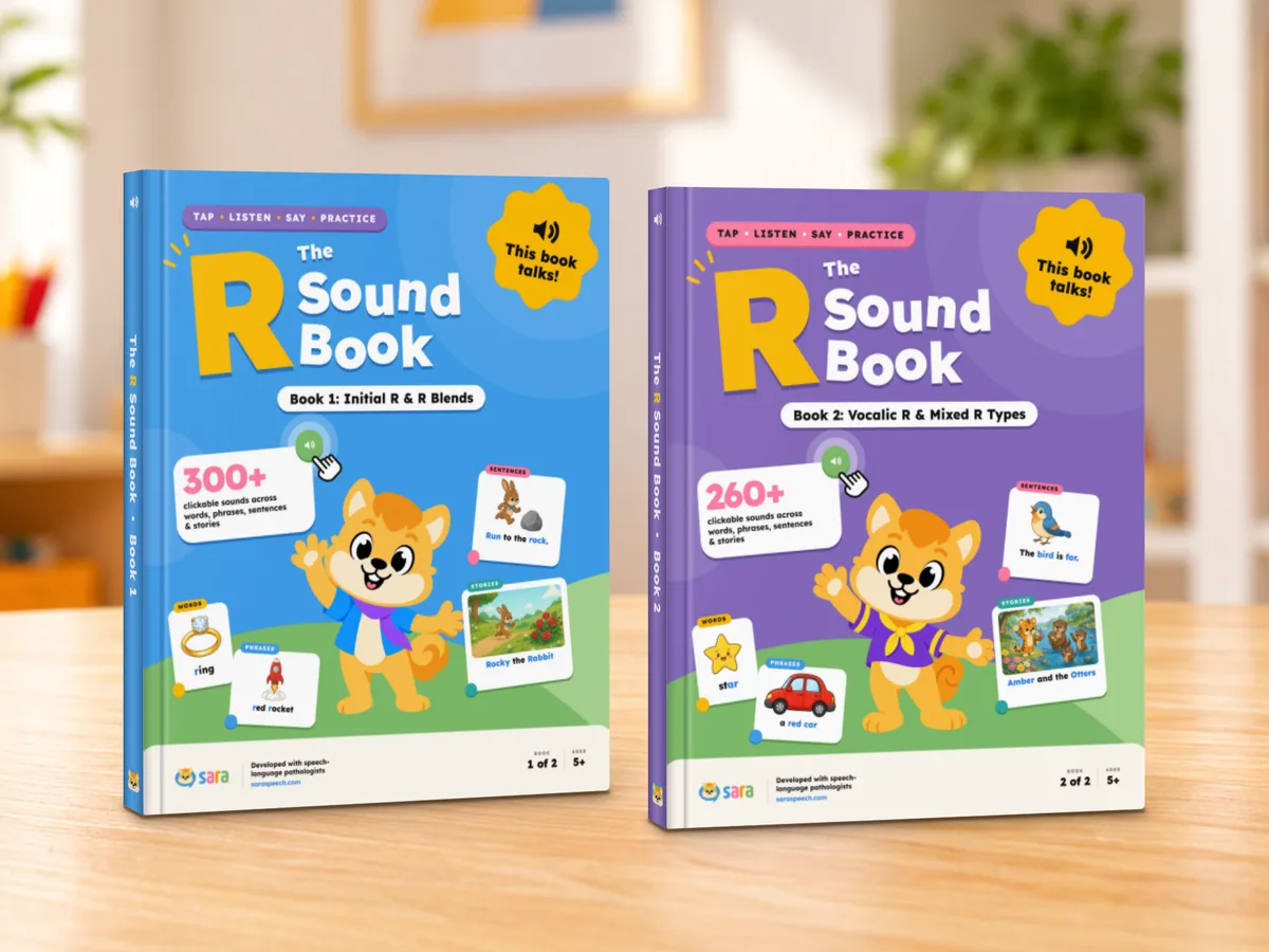 Book 1 and Book 2 standing side by side on a wooden table